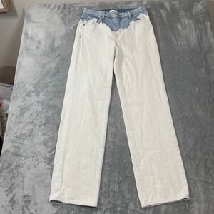 Pistola Jeans Size 25 High Rise Straight Leg Two Tone Bleached Blue White